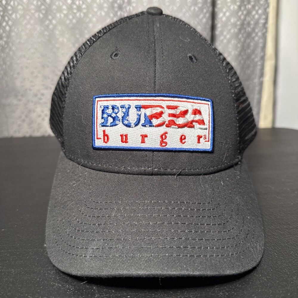 Bubba Burger Trucker Hat Cap Adult One Size American Flag Black Snapback